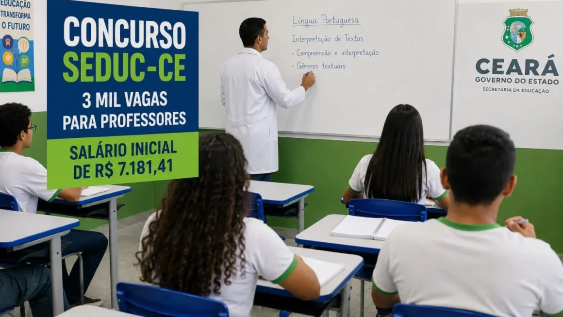 Concurso para professores do Ceará abre 3 mil vagas com salários de até R$ 7,1 mil